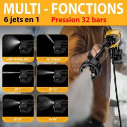 Kit Nettoyage voiture haute pression 32 bars - 6 jets