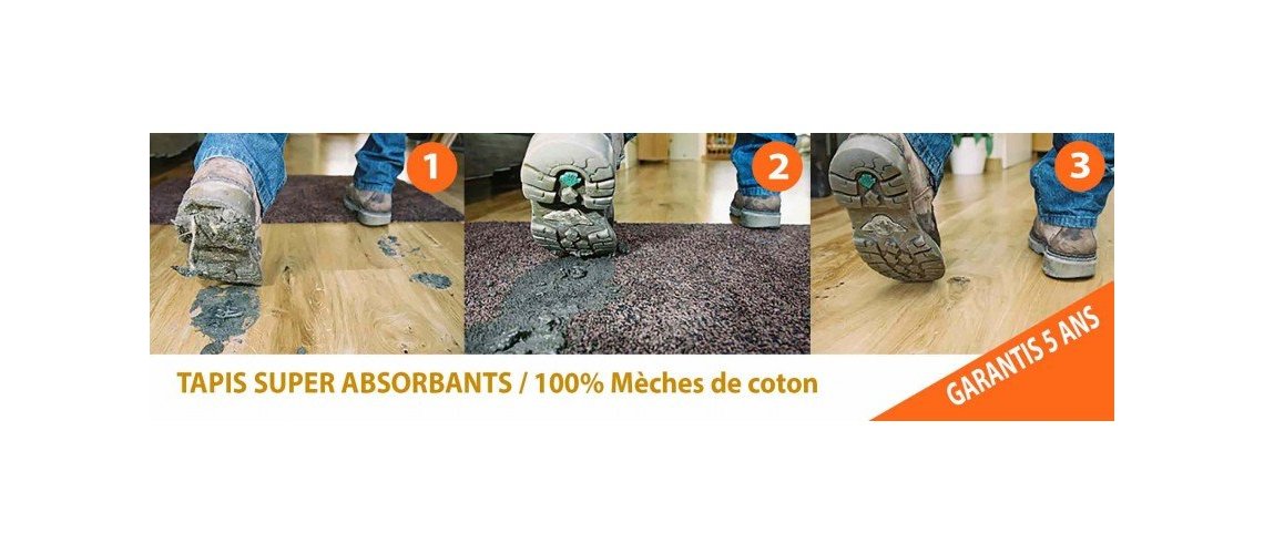 Tapis super absorbants - 8 litres au M2 - 100% coton - Garantis 5 ans